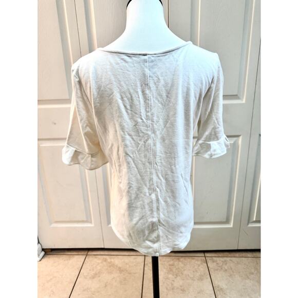 Ann Taylor Basic Ruffle Sleeve T-Shirt, Womens M, Cottage Blouse Staple Layer - Picture 3 of 8